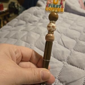 Brown and Gold Beaded Pen